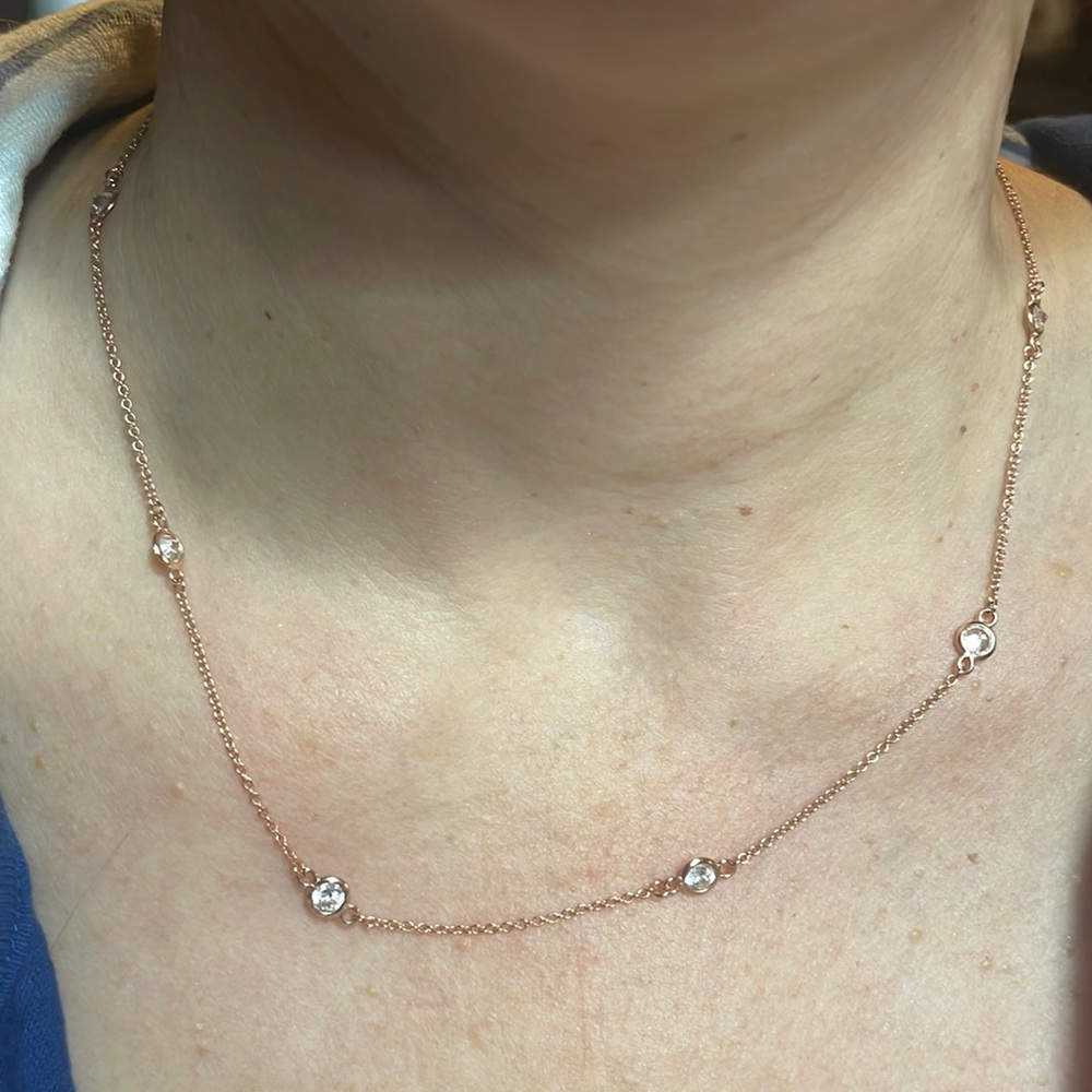 Rose gold over sterling silver czs by the yard necklace